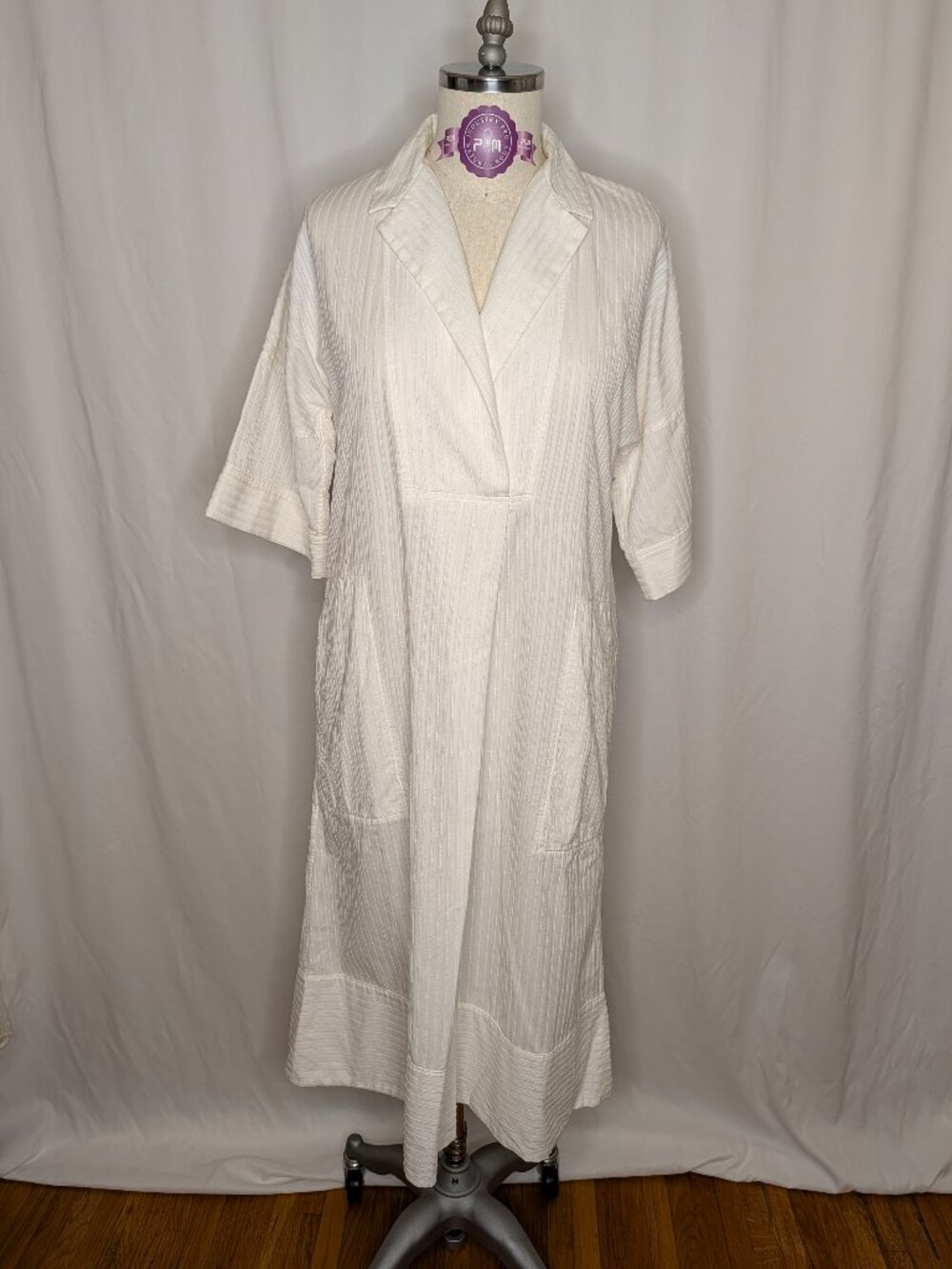 Club Monaco Textured White Oversized Midi Shirt Dress - Size Medium